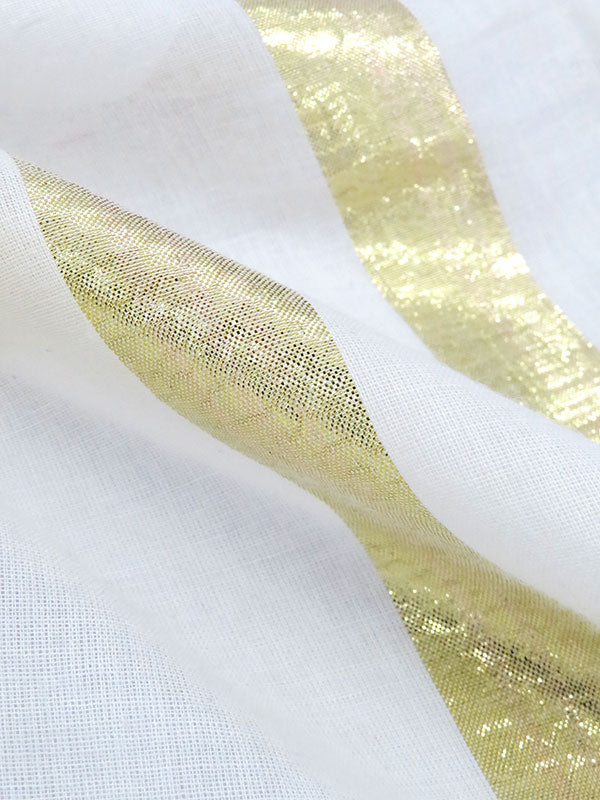 White/Brassy Gold Rayon/Metallic Vertical Stripe Voile 56W