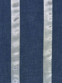 Navy/Silver Rayon/Metallic Vertical Stripe Voile 58W