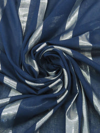 Navy/Silver Rayon/Metallic Vertical Stripe Voile 58W