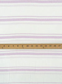 Soft White/Grape Purple Rayon/Metallic Horizontal Stripe Voile 56W