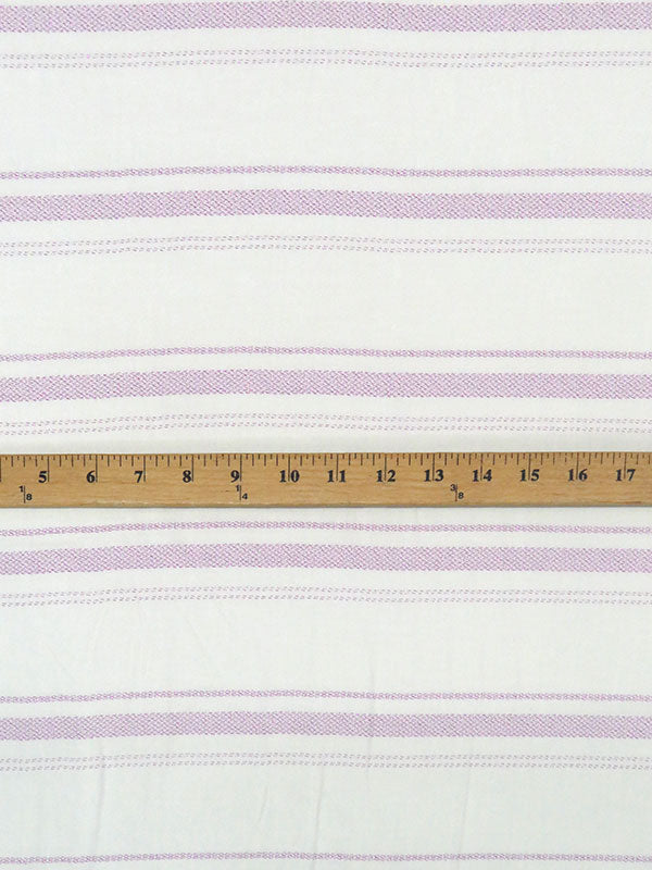 Soft White/Grape Purple Rayon/Metallic Horizontal Stripe Voile 56W