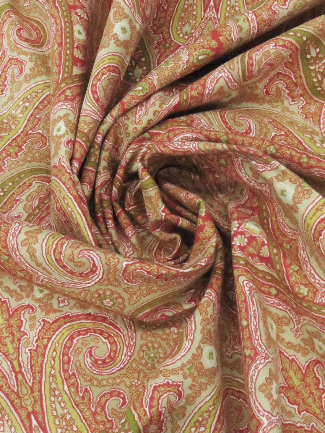 Pistachio/Muted Brick Red/Avocado/Multi 100% Cotton Ornate Paisley Print Canvas