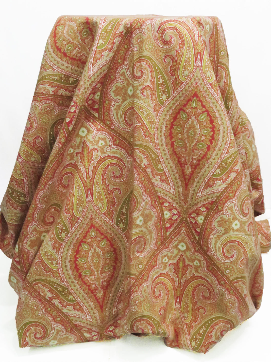 Pistachio/Muted Brick Red/Avocado/Multi 100% Cotton Ornate Paisley Print Canvas