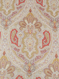 Burlap/Poppy Orange/Byzantium Purple/Multi 100% Cotton Ornate Paisley Print Canvas 54W