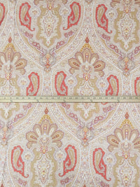 Burlap/Poppy Orange/Byzantium Purple/Multi 100% Cotton Ornate Paisley Print Canvas 54W