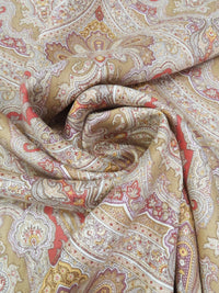 Burlap/Poppy Orange/Byzantium Purple/Multi 100% Cotton Ornate Paisley Print Canvas 54W