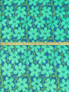 Cobalt Blue/Aqua/Lizard Green 100% Cotton Floral Lace Print Sateen Shirting 56W