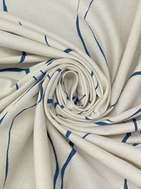 Light Greige/Dark Cerulean Cotton/Linen Abstract Print Midweight Woven - Corey Lynn Calter - 56W