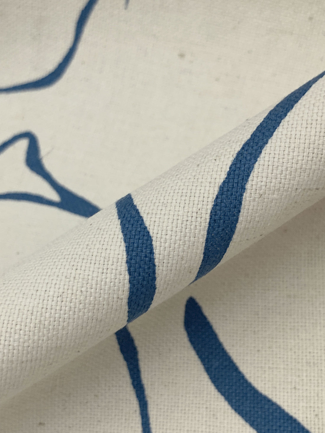 Light Greige/Dark Cerulean Cotton/Linen Abstract Print Midweight Woven - Corey Lynn Calter - 56W