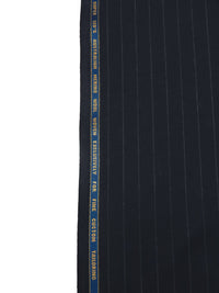 Dark Midnight Navy/Mid Gray 100% Merino Wool Super 120 Vertical Pinstripe Weave Suiting 59W