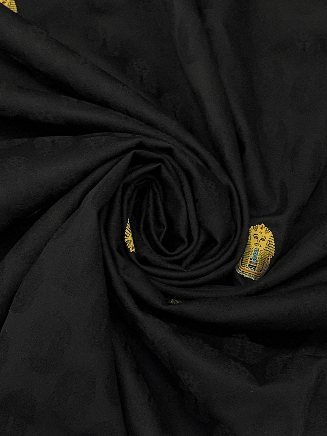 Black/Gold/Light Blue 100% Cotton Shadow Pharaoh Weave Jacquard Shirting - LA Designer - 60W