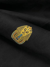 Black/Gold/Light Blue 100% Cotton Shadow Pharaoh Weave Jacquard Shirting - LA Designer - 60W