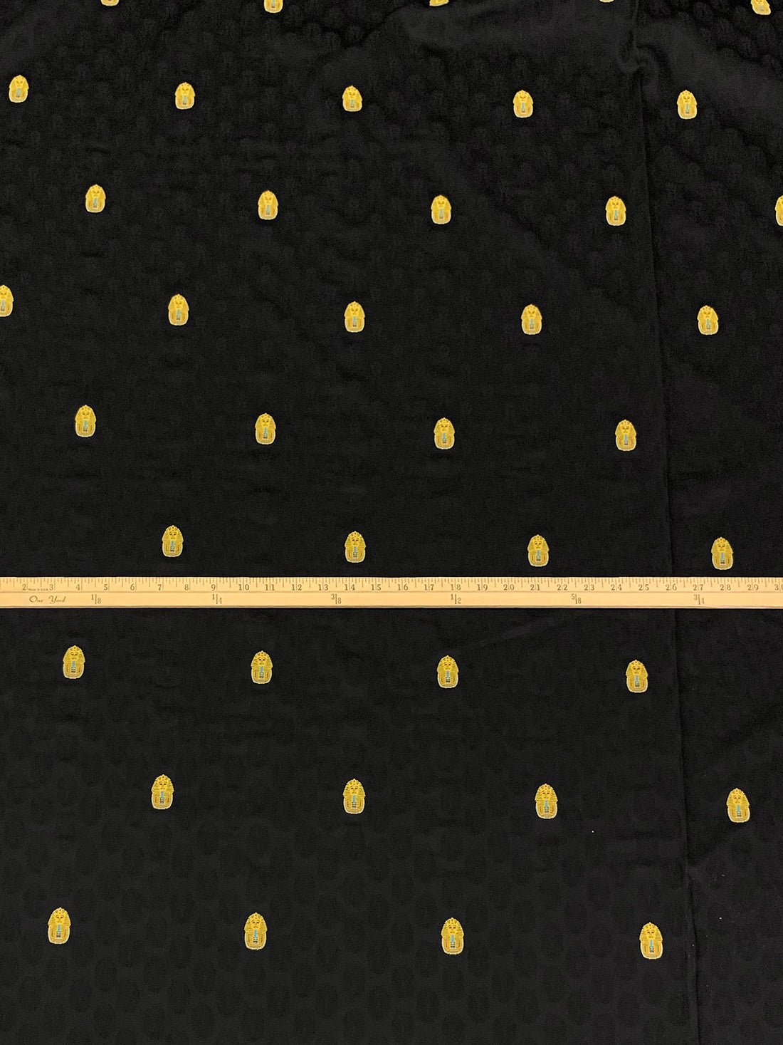 Black/Gold/Light Blue 100% Cotton Shadow Pharaoh Weave Jacquard Shirting - LA Designer - 60W