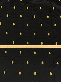 Black/Gold/Light Blue 100% Cotton Shadow Pharaoh Weave Jacquard Shirting - LA Designer - 60W