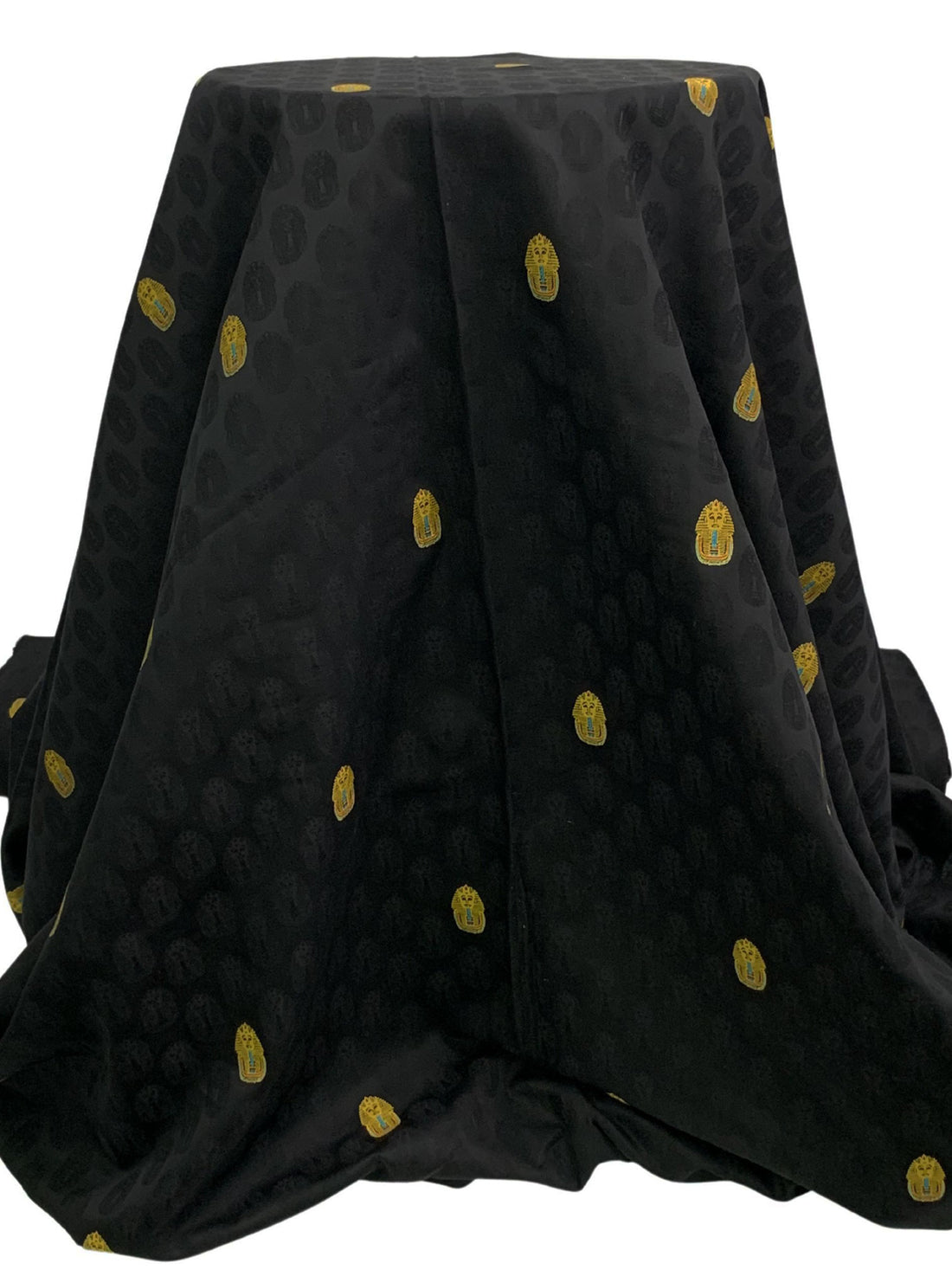 Black/Gold/Light Blue 100% Cotton Shadow Pharaoh Weave Jacquard Shirting - LA Designer - 60W