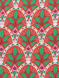 Coral Red/Clover Green/Magenta/Multi Organic Cotton/Lycra Arched Floral Print Jersey Knit - NY Designer - 60W