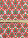 Coral Red/Clover Green/Magenta/Multi Organic Cotton/Lycra Arched Floral Print Jersey Knit - NY Designer - 60W