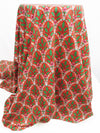 Coral Red/Clover Green/Magenta/Multi Organic Cotton/Lycra Arched Floral Print Jersey Knit - NY Designer - 60W