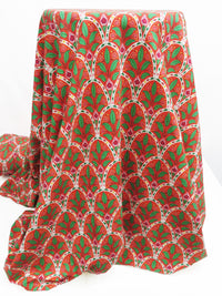 Coral Red/Clover Green/Magenta/Multi Organic Cotton/Lycra Arched Floral Print Jersey Knit - NY Designer - 60W