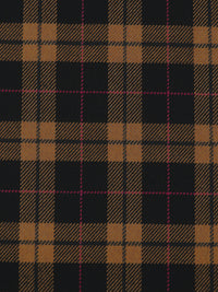 Black/Brown Sugar/Dark Fuchsia/Multi Wool/Rayon Plaid Weave Suiting 58W