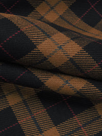 Black/Brown Sugar/Dark Fuchsia/Multi Wool/Rayon Plaid Weave Suiting 58W