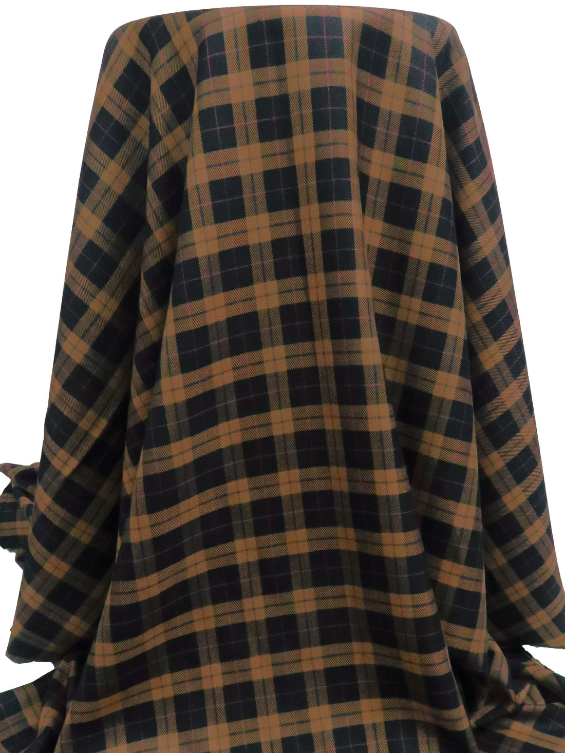 Black/Brown Sugar/Dark Fuchsia/Multi Wool/Rayon Plaid Weave Suiting 58W