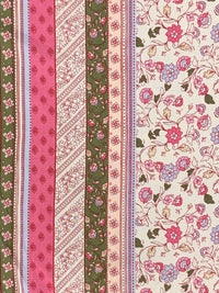 Bone/Soldier Green/French Pink/Multi 100% Rayon Vertical Multi-Floral Print Challis 56W