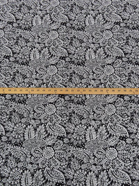 Black/White Rayon/Nylon/Lycra Paisley Print Stretch Bengaline Suiting - NY Designer -58W