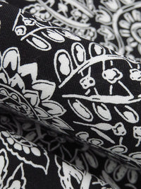 Black/White Rayon/Nylon/Lycra Paisley Print Stretch Bengaline Suiting - NY Designer -58W