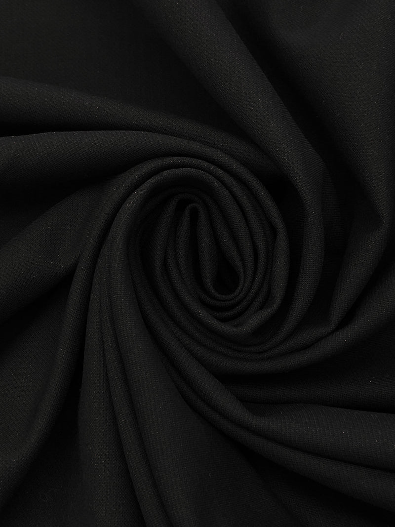 Black Polyester/Wool Double Weave Suiting 58W