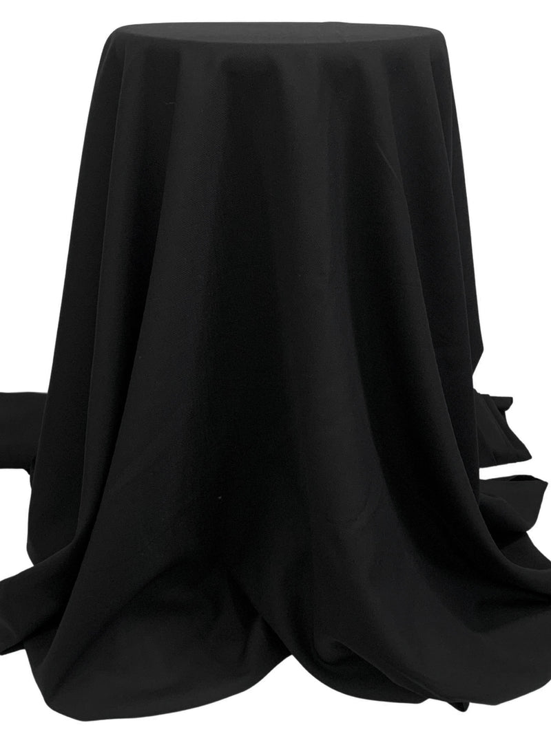 Black Polyester/Wool Double Weave Suiting 58W