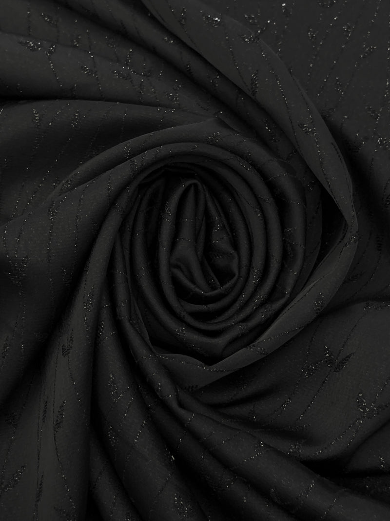 Black Acetate/Metallic Floral Jacquard Woven 45W