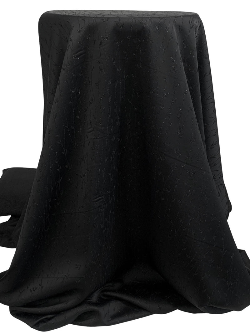 Black Acetate/Metallic Floral Jacquard Woven 45W