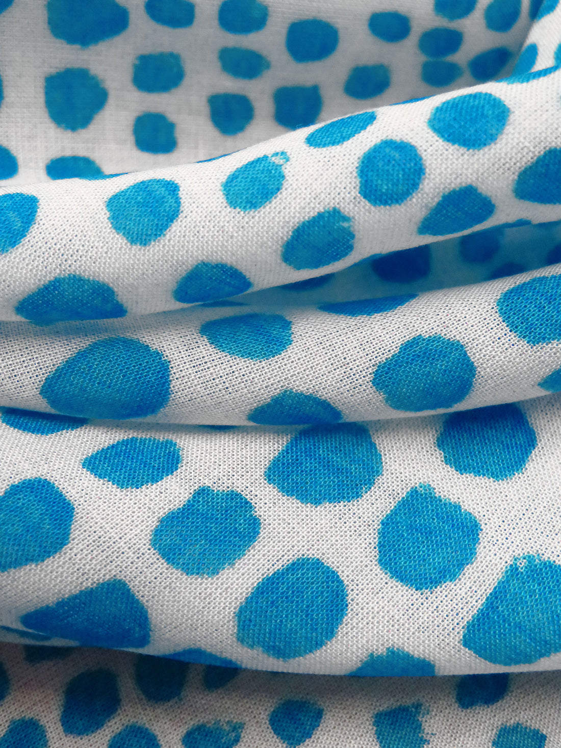 Bondi Blue/Off-White 100% Cotton Abstract Sequential Dot Print Voile - LA Designer - 55W