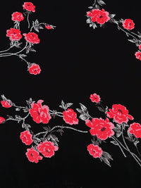 Black/Imperial Red/Beaver/Multi 100% Rayon Floral Clusters Print Crepe Chiffon - LA Designer - 50W