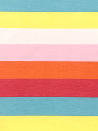 Canary/Mandarin/Orchid Pink/Multi Cotton/Polyester/Lycra Horizontal Multi Stripe Jersey Knit 58W