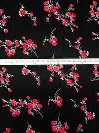 Black/Imperial Red/Beaver/Multi 100% Rayon Floral Clusters Print Crepe Chiffon - LA Designer - 50W