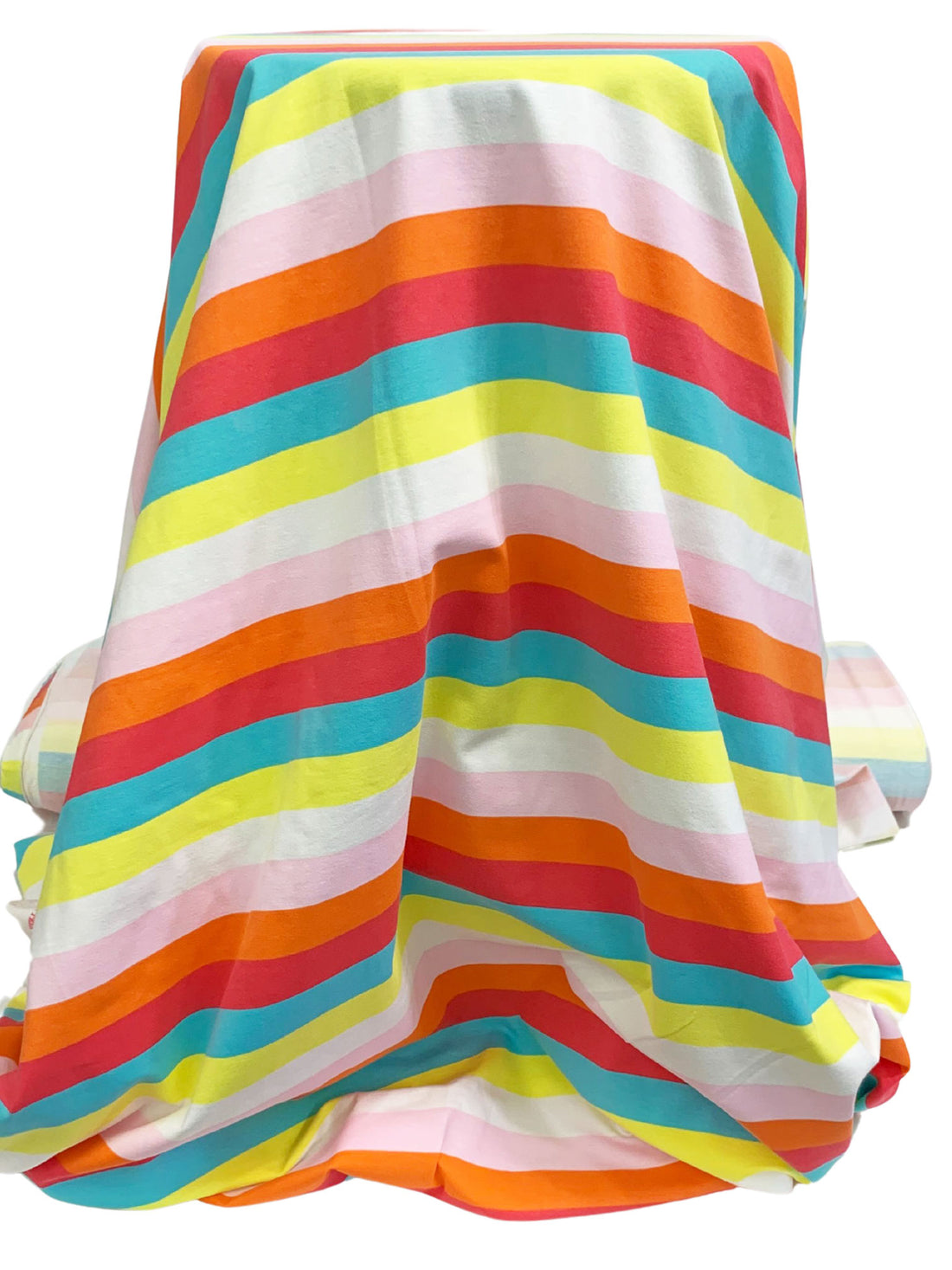 Canary/Mandarin/Orchid Pink/Multi Cotton/Polyester/Lycra Horizontal Multi Stripe Jersey Knit 58W