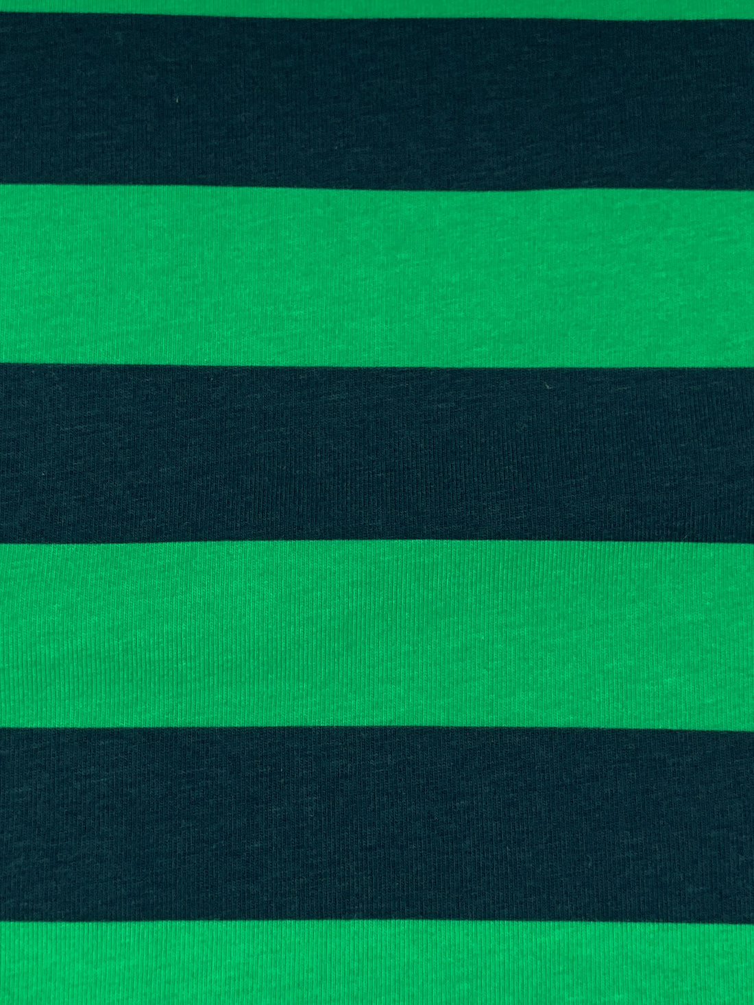 Medium Sea Green/Dark Navy Cotton/Lycra Horizontal Stripe Jersey Knit 60W