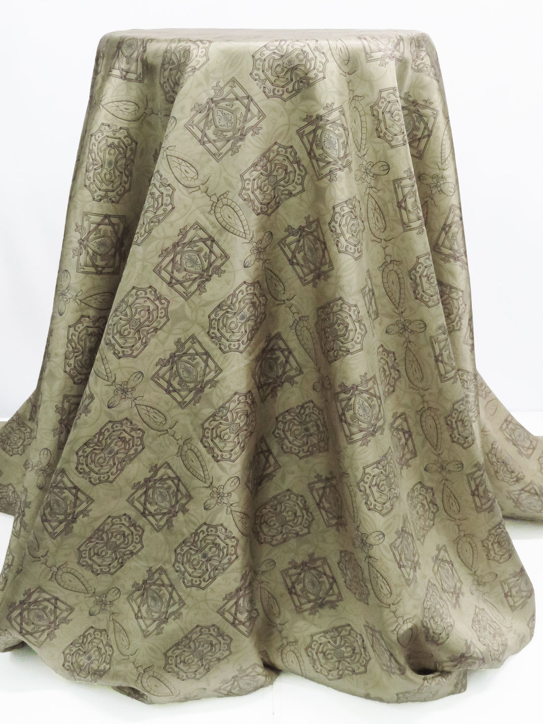 Golden Sage/Espresso/Sapphire/Multi 100% Silk Ornate Diagonal Paisley Print Twill 44W