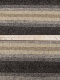 Wheat/Black/Mid Gray/Multi 100% Wool Horizontal Stripe Weave Flannel Suiting - Imported From England - 60W