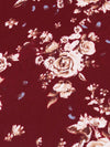 Deep Burgundy/Pale Pink/Cedar Brown/Multi 100% Rayon Romantic Floral Print Challis 56W