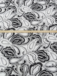 Pale Gray/Black Polyester/Lycra Paisley Print Blouse Weight Woven - NY Designer - 58W