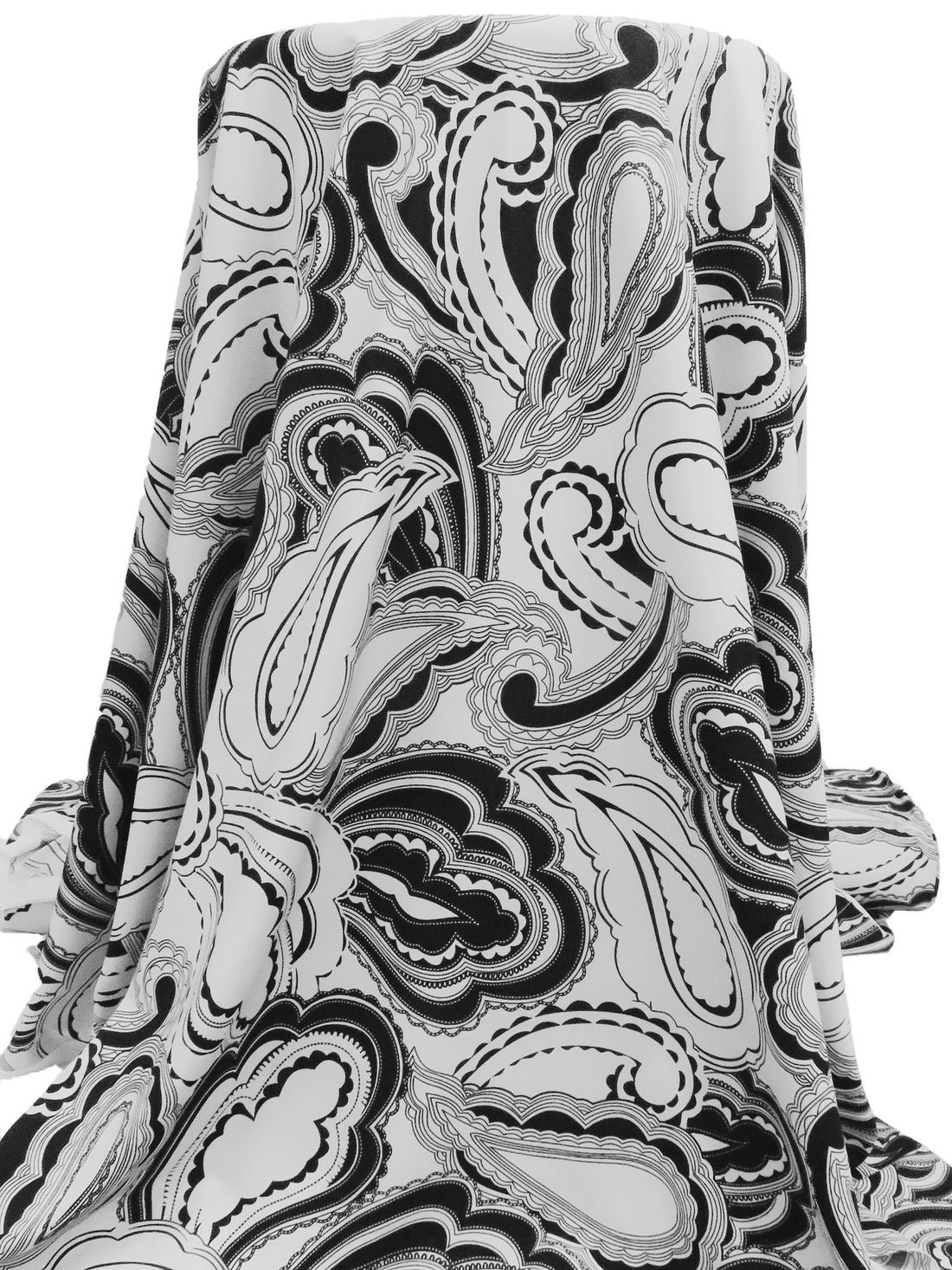 Pale Gray/Black Polyester/Lycra Paisley Print Blouse Weight Woven - NY Designer - 58W
