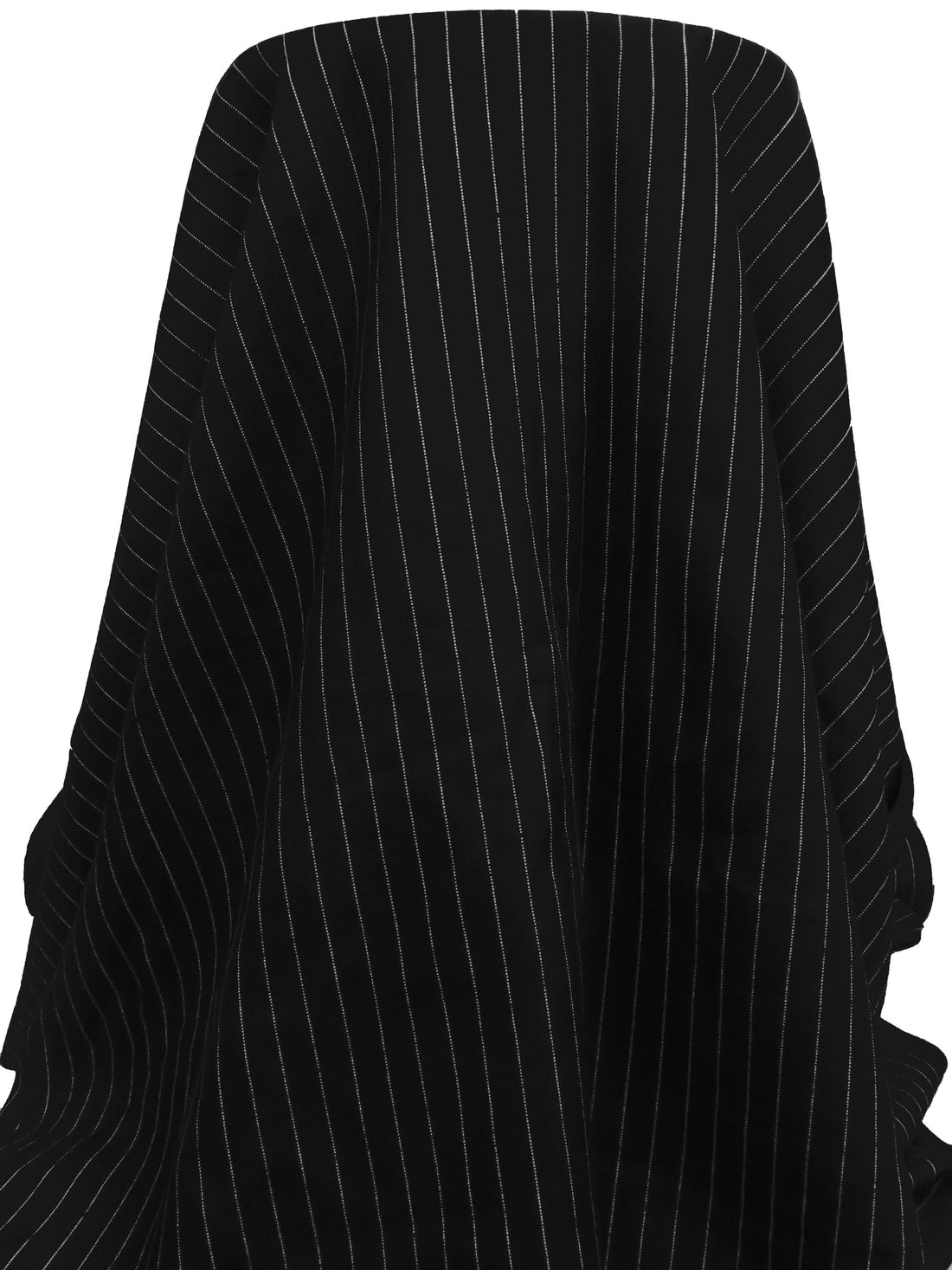 Black/White 100% Linen Vertical Pinstripe Weave Suiting 58W