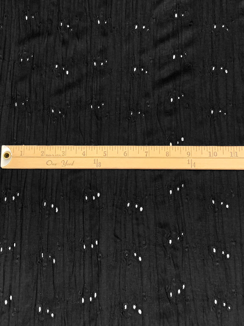 Black Polyester/Lycra Embroidered Eyelet Knit 46W