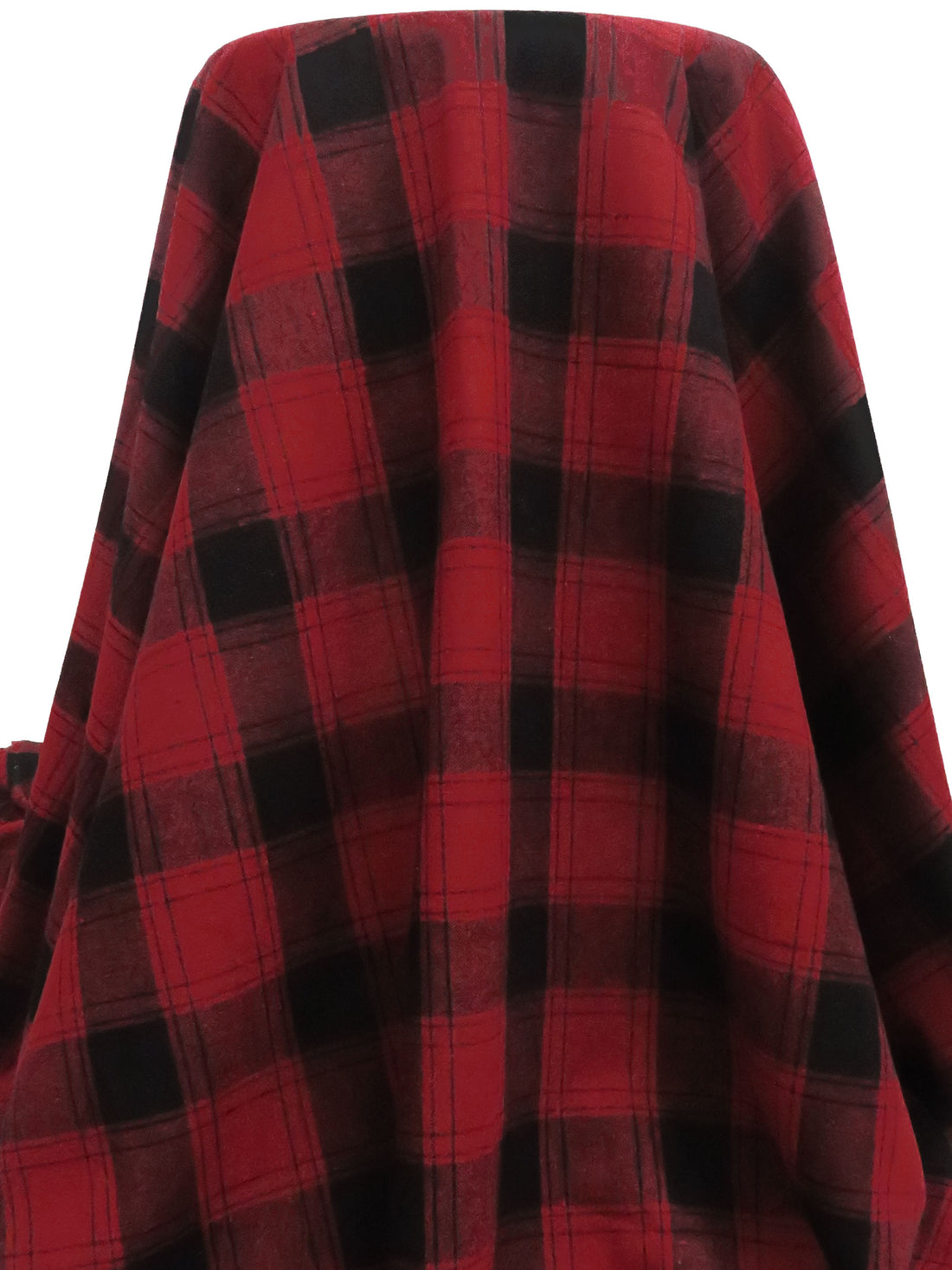 Black/Royal Red Wool/Polyester Plaid Weave Flannel Suiting - NY Designer - 58W