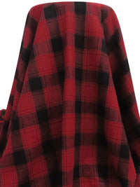 Black/Royal Red Wool/Polyester Plaid Weave Flannel Suiting - NY Designer - 58W