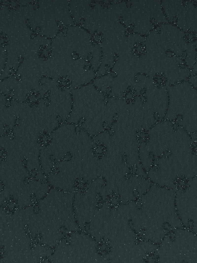 Charcoal Acetate/Metallic Floral Vine Weave Satin Jacquard 54W