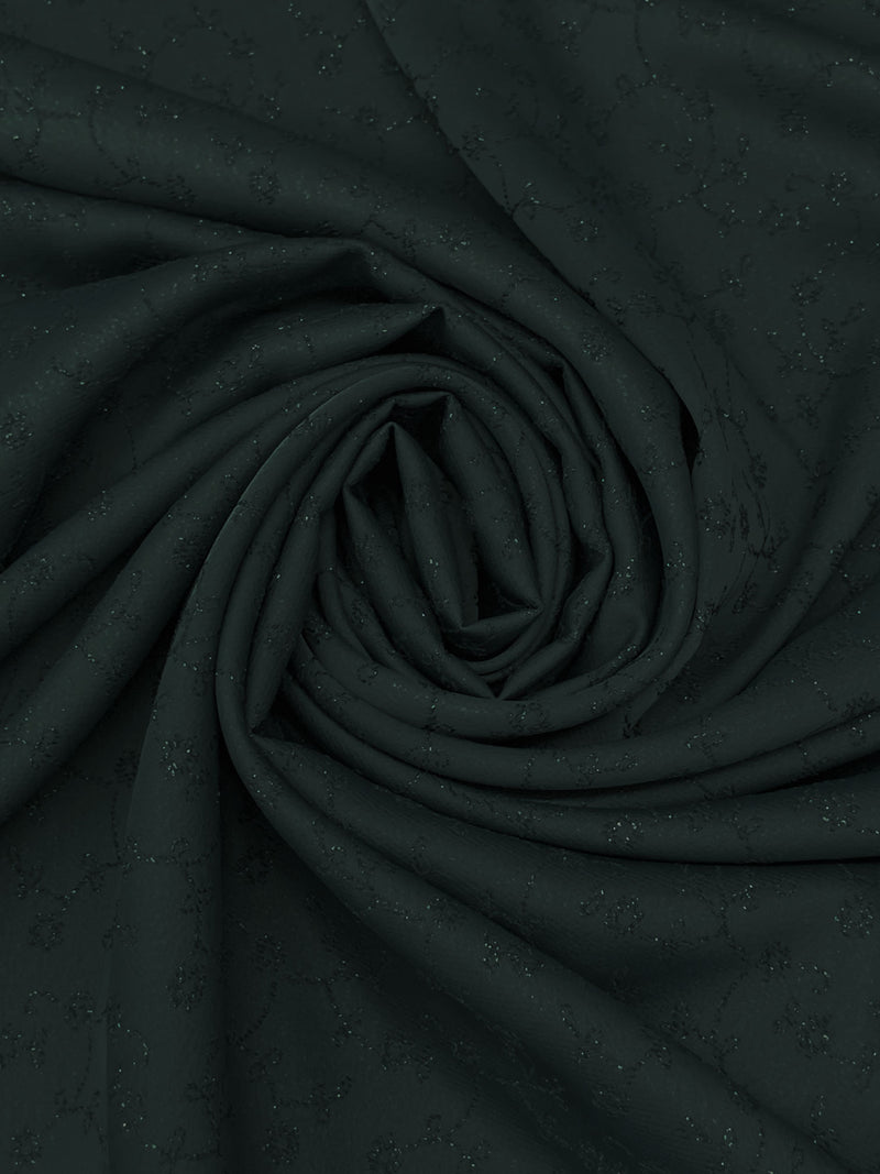 Charcoal Acetate/Metallic Floral Vine Weave Satin Jacquard 54W